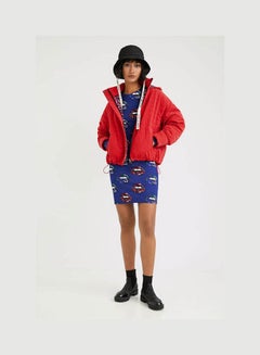 DESIGUAL Short Quilted Hooded Jacket Red  - Image 1