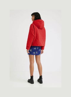 DESIGUAL Short Quilted Hooded Jacket Red  - Image 2