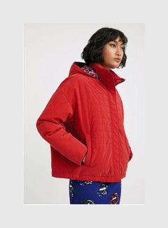 DESIGUAL Short Quilted Hooded Jacket Red  - Image 3