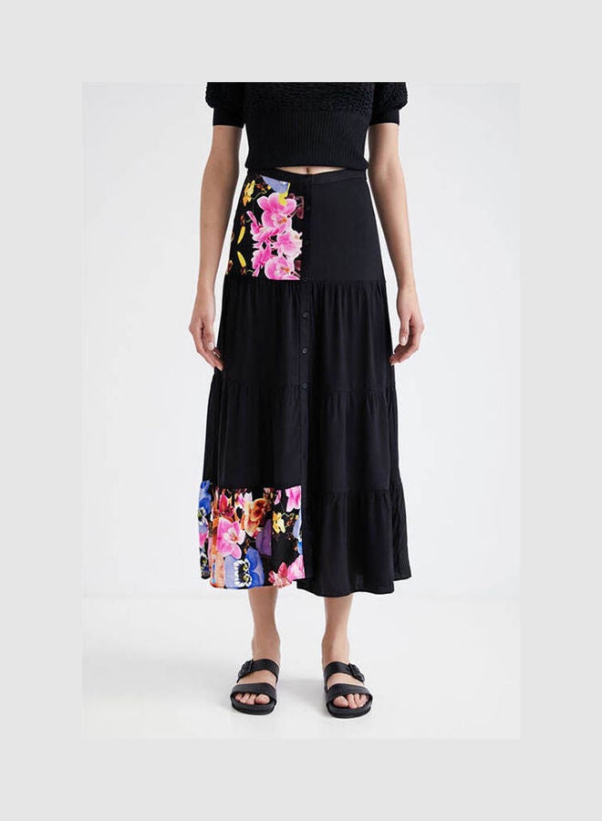 DESIGUAL M. Christian Lacroix Long Skirt Black Print  - Image 2
