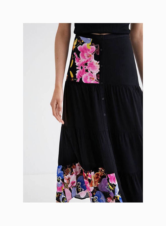 DESIGUAL M. Christian Lacroix Long Skirt Black Print  - Image 3