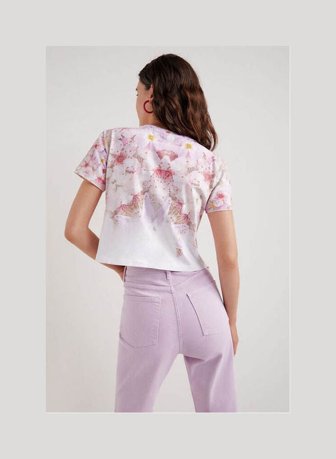 DESIGUAL Amore Cropped T-Shirt Floral Print  - Image 3