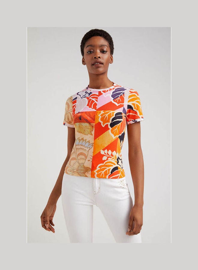 DESIGUAL M. Christian Lacroix Ribbed T-Shirt Multicolor  - Image 1