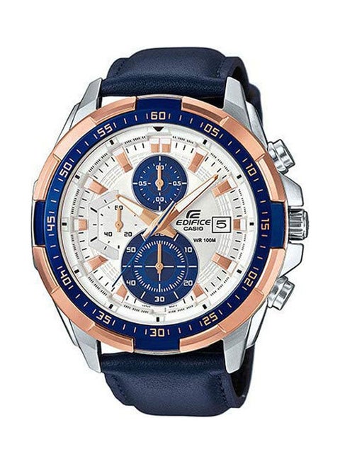 Men's Leather Analog Buckle Watch EFR-539L-7CV