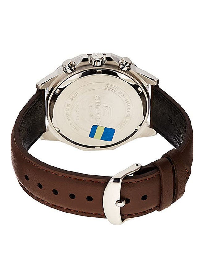 CASIO - Men's Leather Analog Buckle Watch EFR-554L-7AV - Image 1