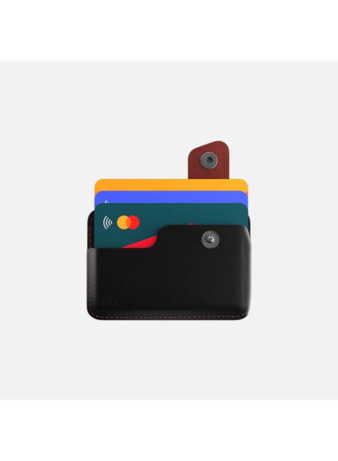 Hitch - Solid Snap Card Holder Black/Burgandy - Image 1