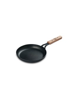 Carbon Steel Frying Pan With Wooden Hand Black 24cm