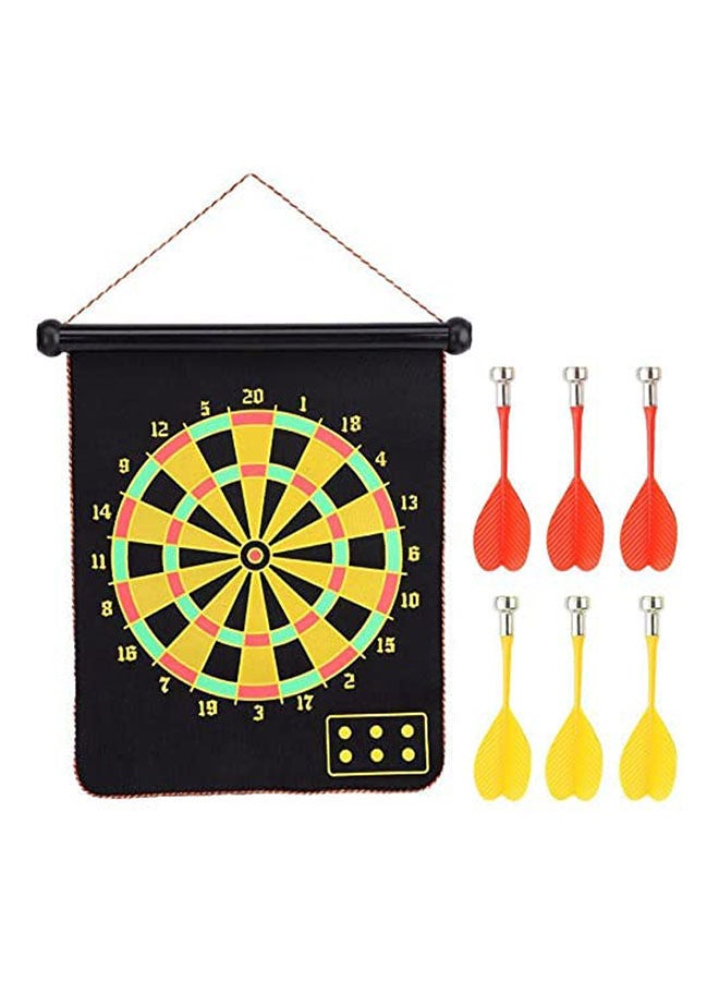 Generic - Magnetic Double Sided Dart Board Wall Hanging Dartboard With 6 Safety Darts 15inch - Image 1