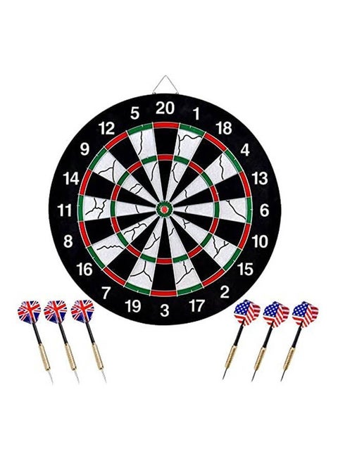 Dart BoarD Double-sided Flocking  with 6 Brass Darts