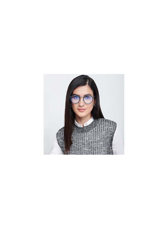 Lenskart Blu - Zero Power Blue Cut & Antiglare Round Shape Computer Eyeglasses LB E13530 - Lens Size: 48mm - Grey - Image 1