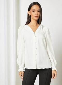 Classic V Neck Blouse White