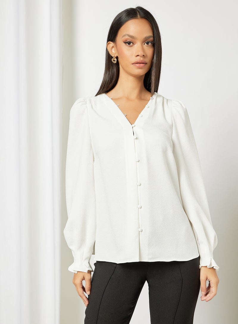 Ted Baker - Classic V Neck Blouse White - Image 1