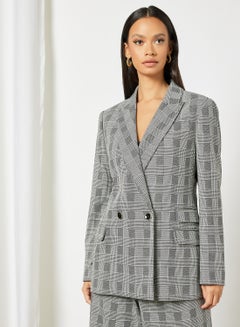 Kyria Longline Checked Blazer Black