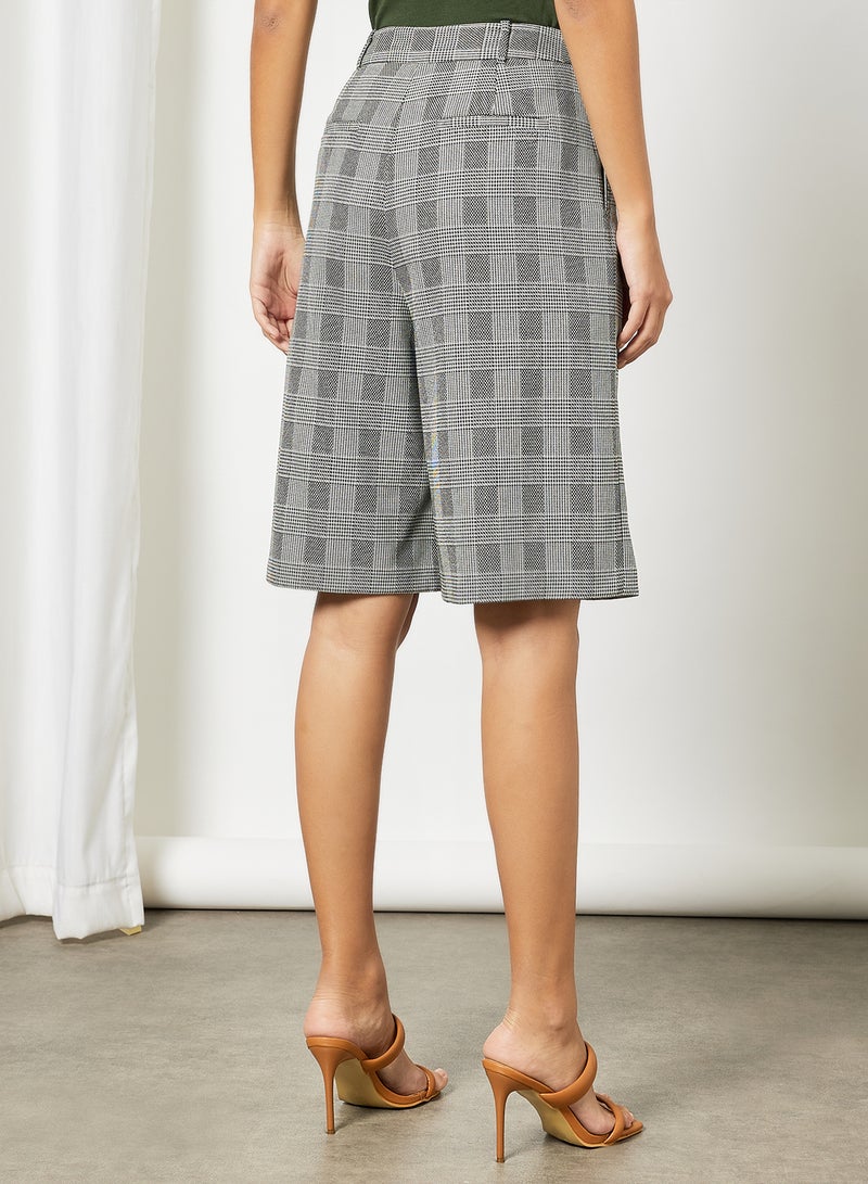 Ted Baker - Kyrias Checkered Knee Length Shorts Grey - Image 1