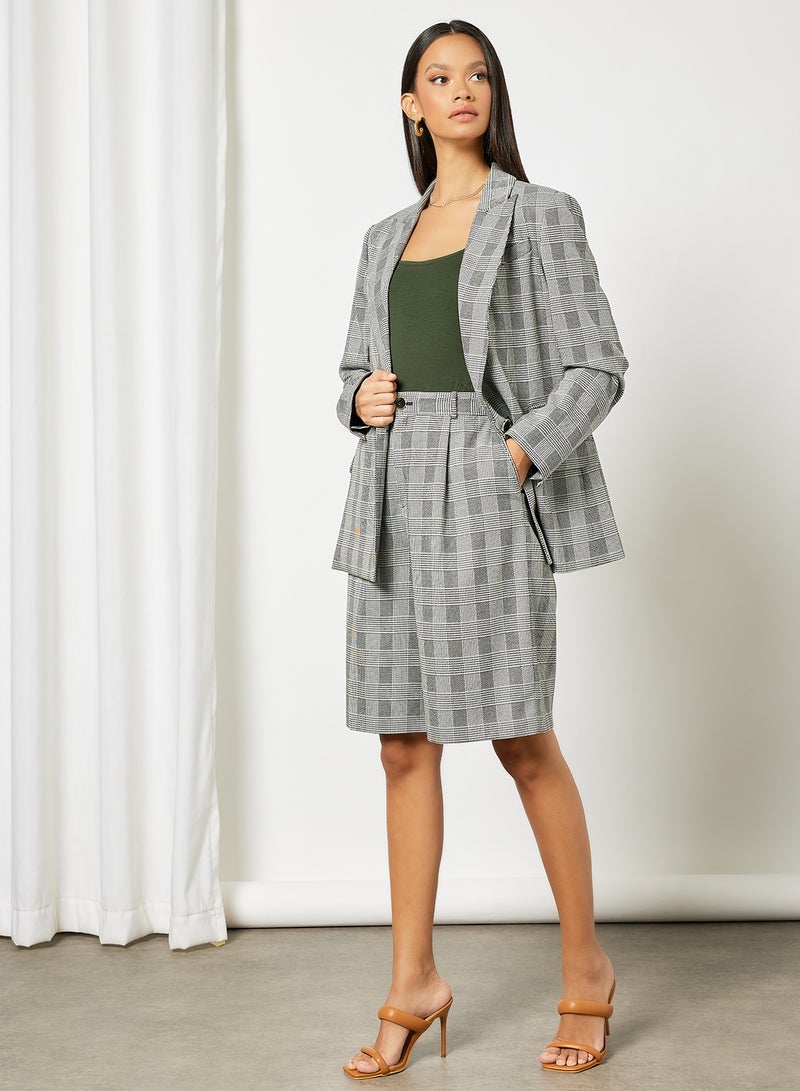 Ted Baker - Kyrias Checkered Knee Length Shorts Grey - Image 1
