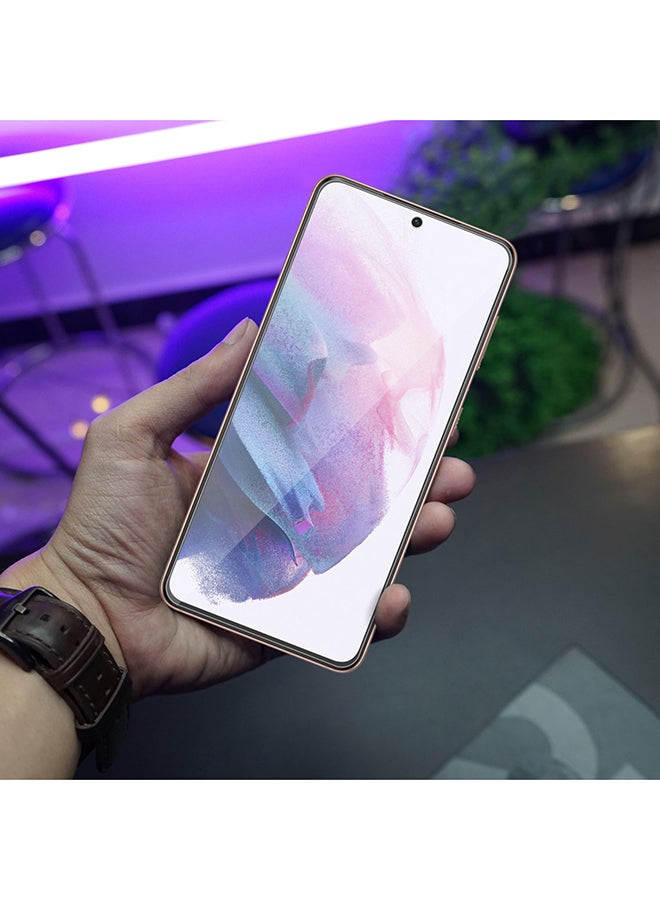 هايفن لاصقة حماية للشاشة من الزجاج المقوى متوافقة مع الغطاء لهاتف سامسونج S21 شفاف - Image 5