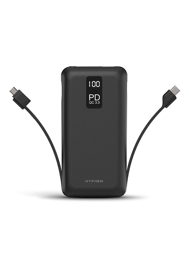 HYPHEN - X Series PD Powerbank 20K MAH - Type-C + Micro USB - Black - Image 1