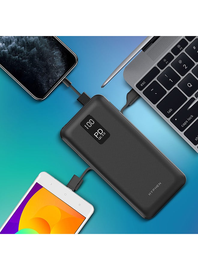HYPHEN - X Series PD Powerbank 20K MAH - Type-C + Micro USB - Black - Image 1
