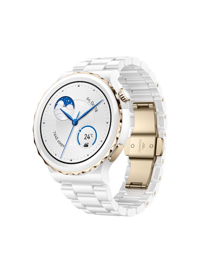HUAWEI Watch GT 3 Pro Smart Watch Gold Bezel White Ceramic Case With White Ceramic Strap - Image 1