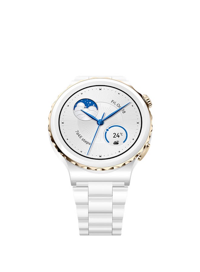 HUAWEI Watch GT 3 Pro Smart Watch Gold Bezel White Ceramic Case With White Ceramic Strap - Image 3