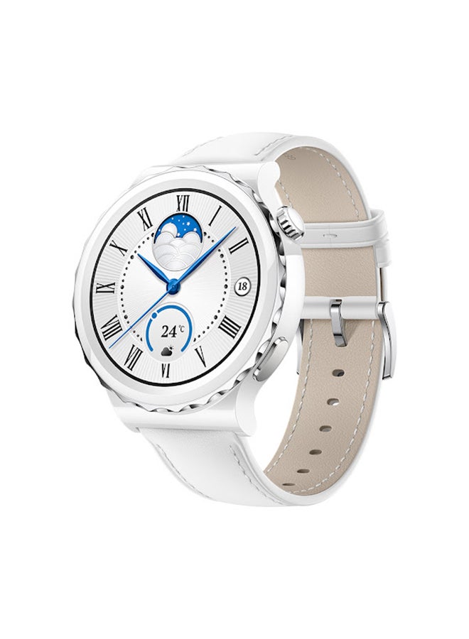 HUAWEI Watch GT 3 Pro SmartWatch Ceramic Case And Leather Strap 43mm White  - Image 1
