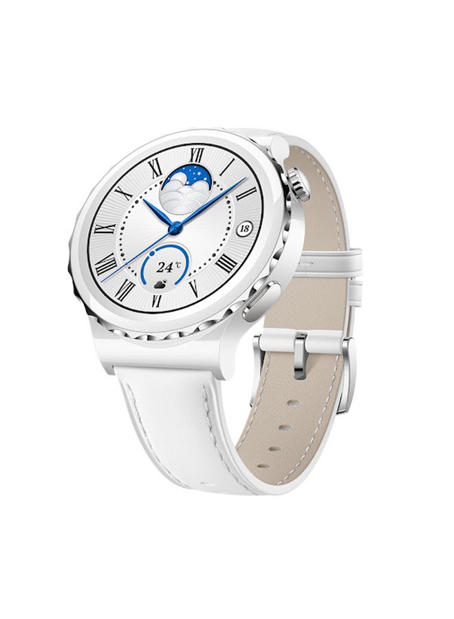 HUAWEI Watch GT 3 Pro SmartWatch Ceramic Case And Leather Strap 43mm White  - Image 3