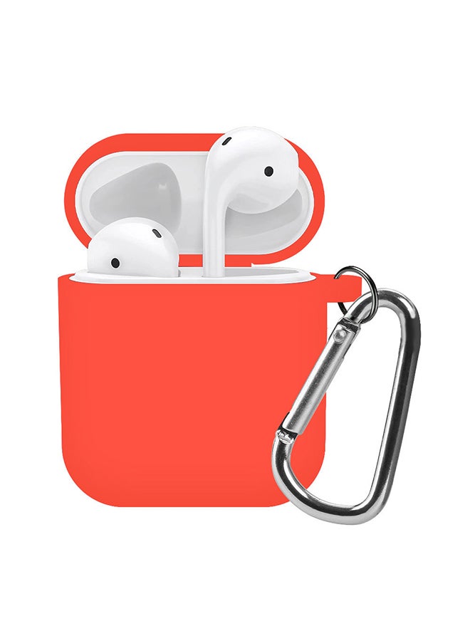MARGOUN Apple AirPods 1st and 2nd Generation Protective Silicone Case Cover Skin with Key Chain Carabiner Orange 