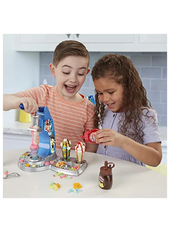 HASBRO - GAMING Play-Doh Kitchen Creations Drizzy Ice Cream Playset, Play Food Set with Drizzle and 6 Modeling Compound Colors, Imagination Toys for 3 Year Old Girls & Boys & Up