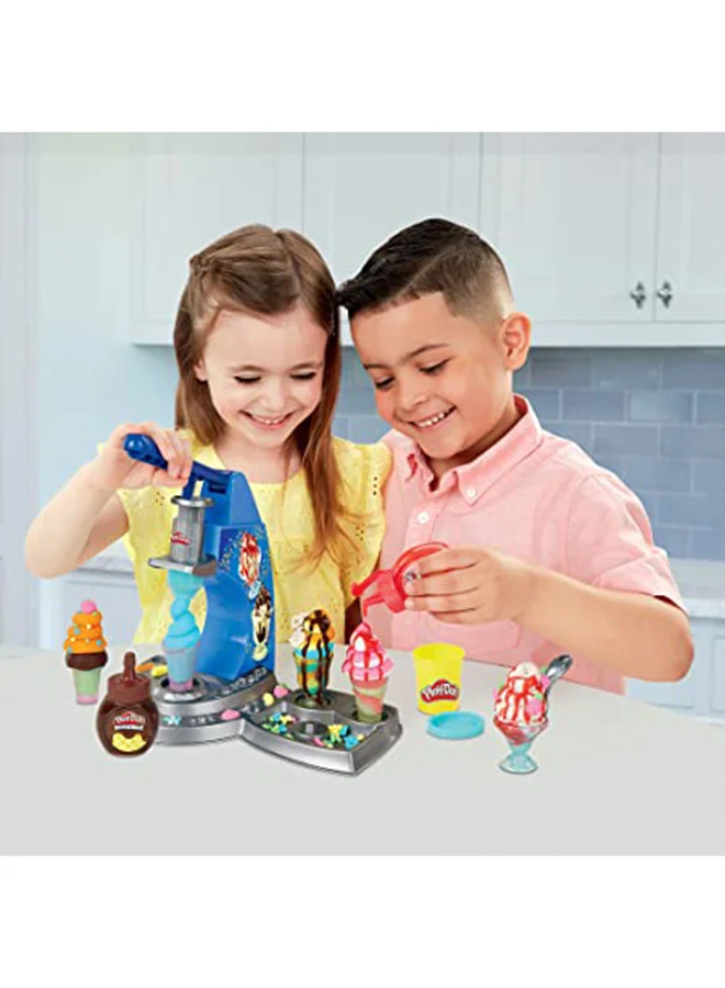 HASBRO - GAMING Play-Doh Kitchen Creations Drizzy Ice Cream Playset, Play Food Set with Drizzle and 6 Modeling Compound Colors, Imagination Toys for 3 Year Old Girls & Boys & Up