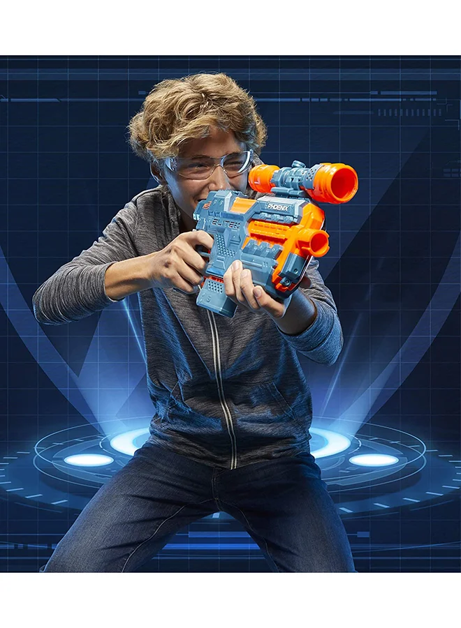 NERF Elite 2.0 Phoenix Cs-6 Motorized Blaster, 12 Official Darts, 6-Dart Clip, Scope, Tactical Rails, Barrel And Stock Attachment Points
