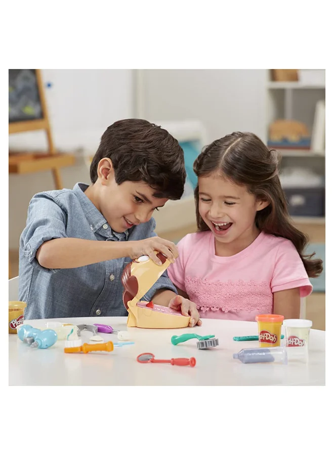 HASBRO - GAMING Doctor Drill 'n Fill Dentist Playset - Pretend Dental Tools, Create Teeth, Braces, and Fill Cavities, Includes 6 Play-DohMetallic Colored Modeling Compound Colors, 2 Ounces Each, Ages 3+
