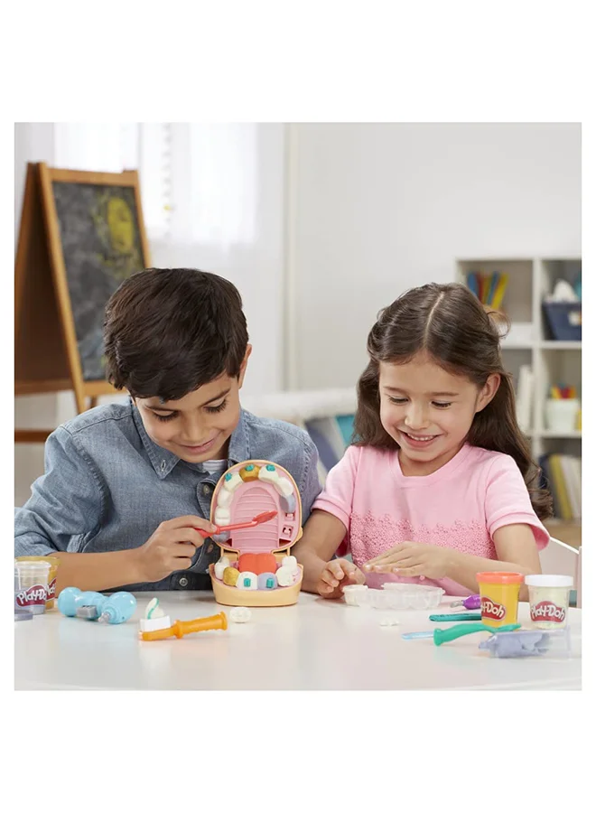 HASBRO - GAMING Doctor Drill 'n Fill Dentist Playset - Pretend Dental Tools, Create Teeth, Braces, and Fill Cavities, Includes 6 Play-DohMetallic Colored Modeling Compound Colors, 2 Ounces Each, Ages 3+