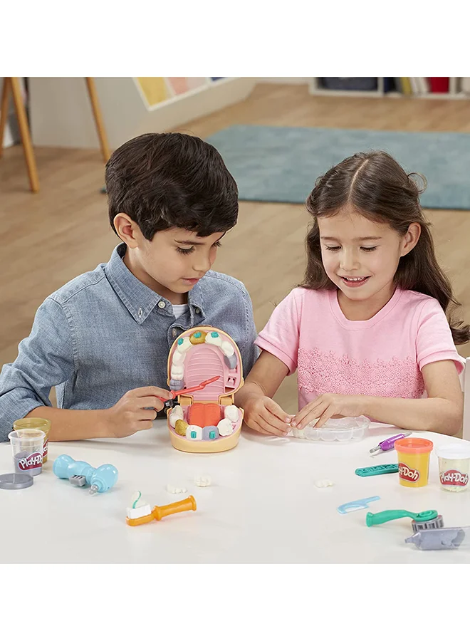 HASBRO - GAMING Doctor Drill 'n Fill Dentist Playset - Pretend Dental Tools, Create Teeth, Braces, and Fill Cavities, Includes 6 Play-DohMetallic Colored Modeling Compound Colors, 2 Ounces Each, Ages 3+