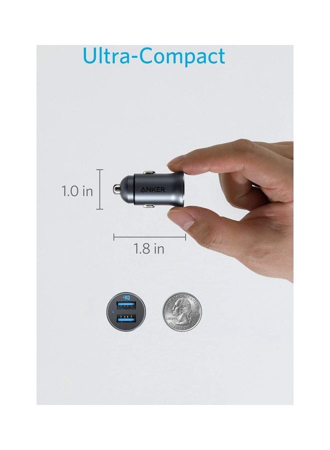 Anker Car Charger, Mini 24W 4.8A Metal Dual USB Car Charger, PowerDrive 2 Alloy Flush Fit Car Adapter with Blue LED, for iPhone 16/15/14/13/12, Samsung, Huawei, Xiaomi, Redmi, Vivo, Oppo and More Black  - Image 5