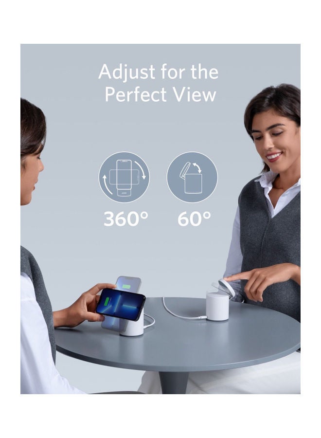 Anker Magnetic Wireless Charger (MagGo), 2 In 1 Wireless Charging Station With 7.5W with USB-C Charge + Cable White  - Image 5