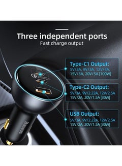 بيسوس شاحن سيارة 160 واط من النوع C، QC5.0 PD3.0 PPS 3 منافذ شحن فائق السرعة محول شاحن هاتف السيارة لهاتف iPhone 15/15 Pro Max، Plus/14,13,12,11 Series، Samsung Galaxy S23/S22، iPad Pro ، ماك بوك برو،/ لاب توب اير  - Image 4