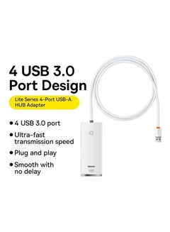 Baseus USB 3.0 Hub, 4-Port USB 3.0 Adapter USB Splitter 3.0 Extension Hub 5Gbps High-Speed Data Extender Compatible for Surface Pro, MacBook, Mac Mini, iMac, Dell XPS, Samsung Galaxy Tab, USB Flash Drive White  - Image 2