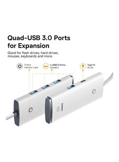 Baseus USB 3.0 Hub, 4-Port USB 3.0 Adapter USB Splitter 3.0 Extension Hub 5Gbps High-Speed Data Extender Compatible for Surface Pro, MacBook, Mac Mini, iMac, Dell XPS, Samsung Galaxy Tab, USB Flash Drive White  - Image 3