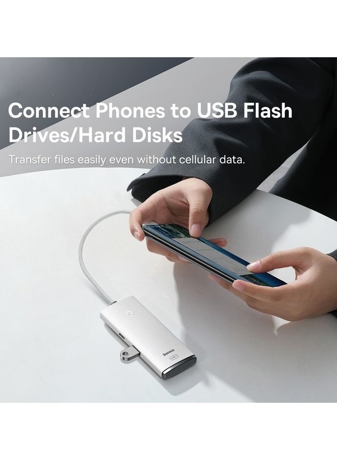 Baseus USB 3.0 Hub, 4-Port USB 3.0 Adapter USB Splitter 3.0 Extension Hub 5Gbps High-Speed Data Extender Compatible for Surface Pro, MacBook, Mac Mini, iMac, Dell XPS, Samsung Galaxy Tab, USB Flash Drive White  - Image 4