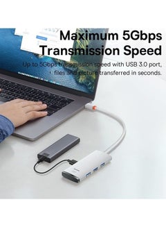 Baseus USB 3.0 Hub, 4-Port USB 3.0 Adapter USB Splitter 3.0 Extension Hub 5Gbps High-Speed Data Extender Compatible for Surface Pro, MacBook, Mac Mini, iMac, Dell XPS, Samsung Galaxy Tab, USB Flash Drive White  - Image 5
