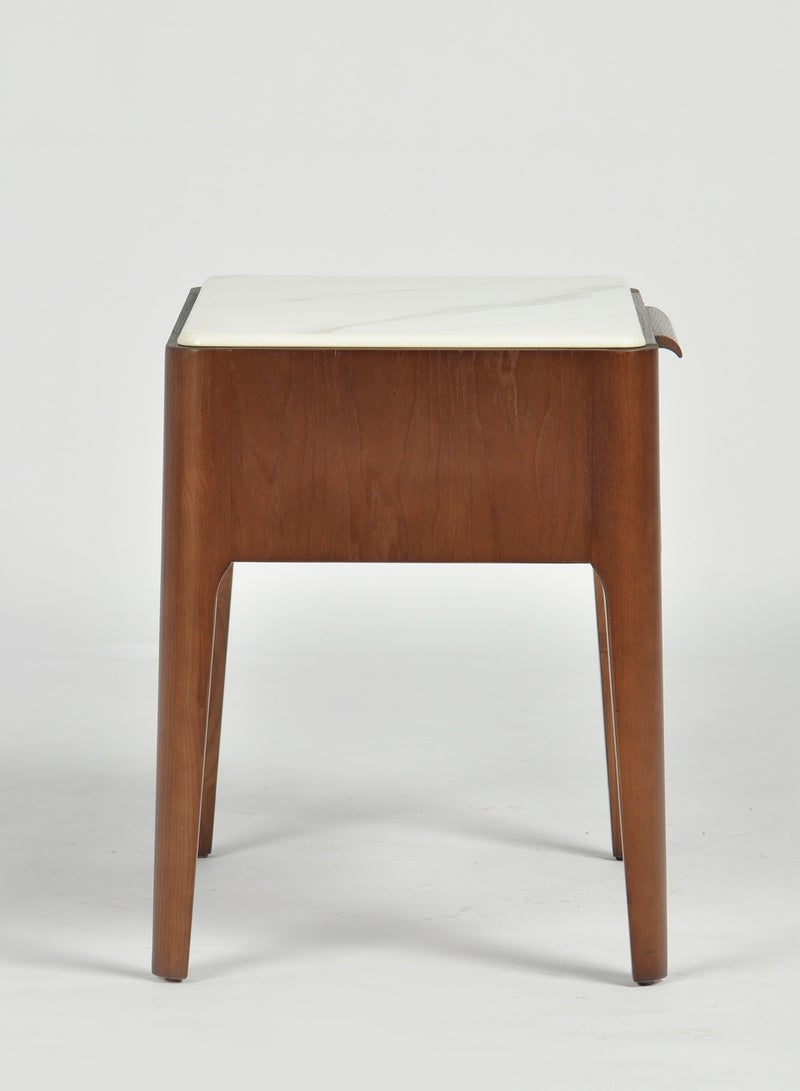 Bedside Table - Wood Walnut Nightstand Comdina - Bedroom Furniture Walnut/cream 62*44*55cm