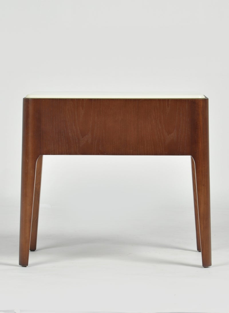 Bedside Table - Wood Walnut Nightstand Comdina - Bedroom Furniture Walnut/cream 62*44*55cm