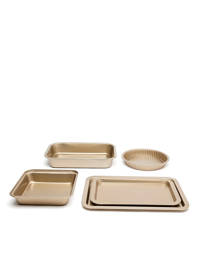 10 Piece Oven Pan Set - Made Of Carbon Steel - Baking Pan - Oven Trays - Cake Tray - Oven Pan - Cake Mold - Rose Gold Rose Gold 10-Piece Set