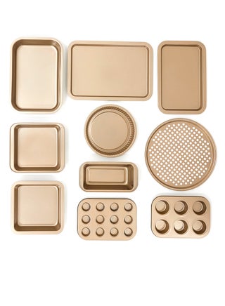 10 Piece Oven Pan Set - Made Of Carbon Steel - Baking Pan - Oven Trays - Cake Tray - Oven Pan - Cake Mold - Rose Gold Rose Gold 10-Piece Set - v1652249850/N49263105A_1