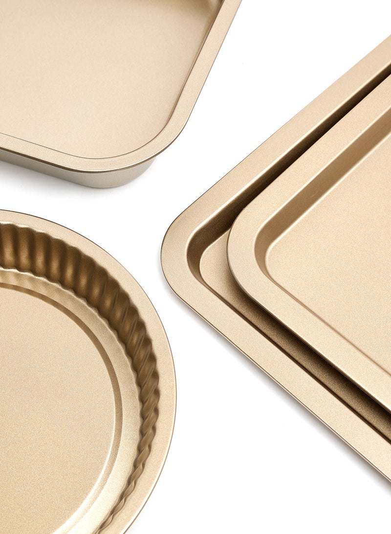 10 Piece Oven Pan Set - Made Of Carbon Steel - Baking Pan - Oven Trays - Cake Tray - Oven Pan - Cake Mold - Rose Gold Rose Gold 10-Piece Set