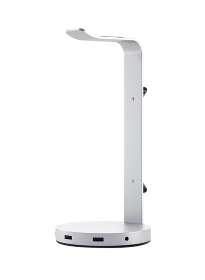 SATECHI 3 USB Aluminum Headphone Stand Silver - Image 1