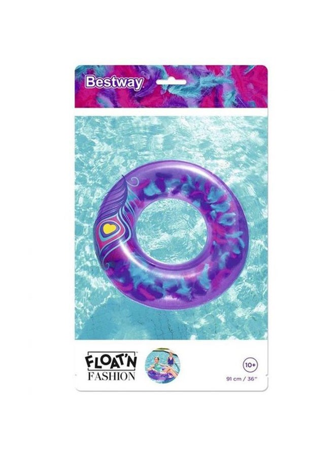 بست واي طوق سباحة قابل للنفخ بطبعة ريش 91سم - Image 4