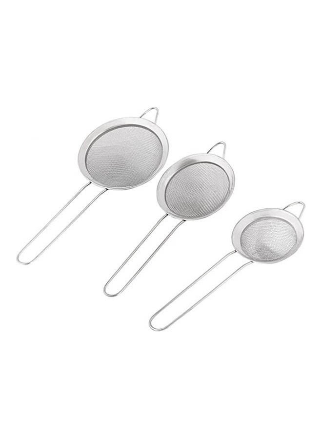 Tea Strainer Set 3 Pieces Silver 
