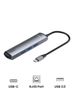 Baseus USB C Hub 6-in-1 USB C with 4K HDMI Adapter 87W PD Charging Port, USB 3.0 Ports*3, RJ45 Gigabit Ethernet port for MacBook/Pro/Air/Chromebook/iPad Pro/Type C Windows Laptops Grey  - Image 1