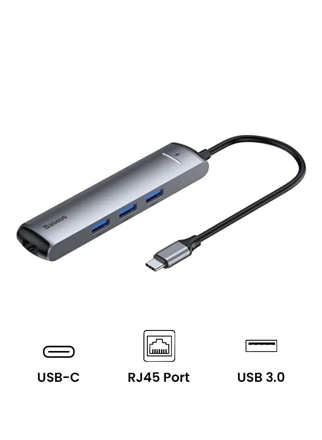 Baseus USB C Hub 6-in-1 USB C with 4K HDMI Adapter 87W PD Charging Port, USB 3.0 Ports*3, RJ45 Gigabit Ethernet port for MacBook/Pro/Air/Chromebook/iPad Pro/Type C Windows Laptops Grey  - Image 1